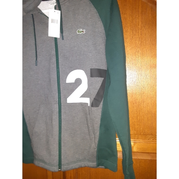Lacoste Sport 27 | Zip-Up Wording Down Hood Graphic Logo Sweat Hoodie - Picture 5 of 15